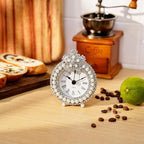 Mini Tabletop Clock, Decorative Metal Table Clock with Battery Operated for Bedside, Table, Living Room, Home and Office