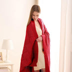CozeCube Check Knit Throw Blanket, Christmas Red Checkered Bedroom Blanket for Couch, Soft Cozy Warm Knitted Blanket for Bed Sofa Living Room, Decorative Spring Fall Throw Blanket, 60"X80"