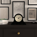 JONES CLOCKS® Speakeasy Mantel Clock | Classic Napoleon’s hat Design | Black | Contemporary Classic Style for Desk, Table, Shelf or Bedside