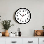 12 Inch Wall Clock Silent Non-Ticking Battery Operated Analog Clock Decorative for Office Kitchen Outdoor Living Room Classroom Bedroom Bathroom School(Black)