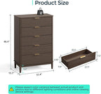 LINSY HOME Fluted Dresser for Bedroom with 5 Drawers, 46" Tall Mid Century Modern Dressers, Wide Boho Chest of Drawer, Large Wood Accent Storage Cabinet for Living Room, Curved Profile Design, Walnut