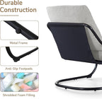 Peace nest Modern Accent Chair Comfy Living Room Suspended Chair Bedroom Armchair with Mental Frame Comfortable Upholstered Cushion for Balcony Lounge Reading Meeting Room Light Grey