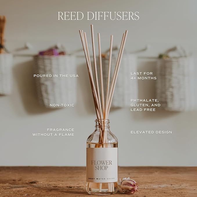 Sweet Water Decor Christmas Tree Reed Diffuser Set - Spruce, Pine Needles, Cedar, and Moss Scented Diffusers - Scent Diffusers for Home, Long Lasting Fragrance, Made in The USA