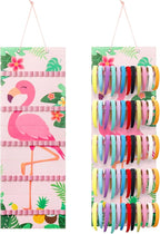 Tudomro Hanging Headband Holder for Girls Felt Hair Accessories Organizer with 60 Elastic Bands Bow Hanger for Girls Hair Bows Without Headbands(Flamingo,Fresh Color)