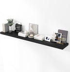 72 inch Floating Shelves for Wall, 12 Inch Deep Floating Shelf, Hanging Shelf with Invisible Brackets, Rustic Wooden Wall Shelves for Bathroom, Bedroom, Living Room,Farmhouse Set of 1,Black