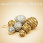 Iridescent Crystal Rhinestone Ball Ornaments, 4 Pack Handcrafted Sparkling Christmas Tree Decorations, Hanging Ornaments for Holiday & Home Décor in Luxury Gift Box
