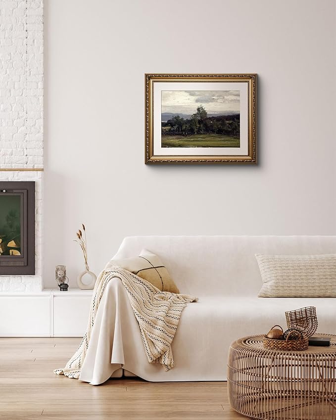 ARPEOTCY Vintage Gold Framed Wall Art Decor, Bedroom Bathroom Living Room Nature Scenery Paintings Retro Pictures, Canvas Prints Art, Gold Antique Picture Frame Home Wall Decor, 13x16 Inch