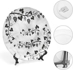 XISUNYA 6 Inch Decorative Plate, Vine Round Porcelain, Grapes with Twigs Swirl Botany Print Ceramic Wall Hanging for Fine Dining, Upscale Events, Dinner Parties, Weddings, Catering Christmas