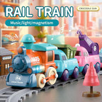 Kids Electric Train Toys with Tracks - Lighting & Music Trains for Boys Girls, Choo Choo Train，Magnetic Connection, Battery Operated, Birthday Gift for Boys Girls Age 4 5 6 7 8 (19052D-1)