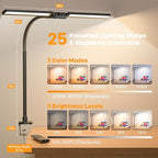 LED Desk Lamp for Home Office - Remote Control Desk Light Computer Lamp with clamp, 22W, Dimmable, Color Changing, Touch Control, Height Adjustable, Black Table Task Light Bar for Work