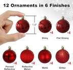 Rose Red 1.6" Small Christmas Balls Christmas Tree Decoration Ornaments Shatterproof Hanging Balls for Birthday Halloween Holiday Wedding Decorations Set of 12pcs