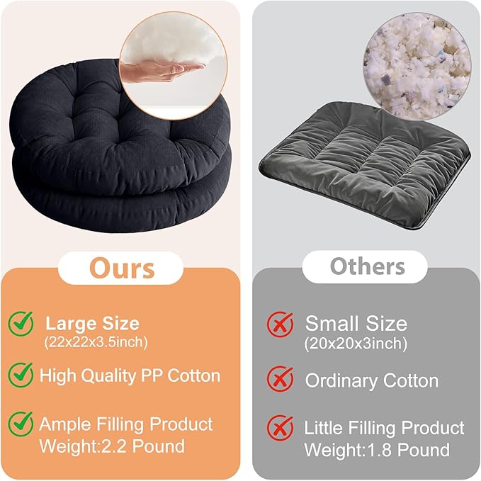 Tiita Outdoor Cushions Square Floor Pillow Thicken Tufted Seat Pad Large Floor Cushion for Yoga Meditation Living Room