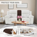Reclining Sectional Couch Covers Velvet L Shape Recliner Sofa Middle Console Cover for Dogs Pets Washable Anti Slip 1 Additional Recliner Center Console Slipcovers (1 Console, Dark Brown)