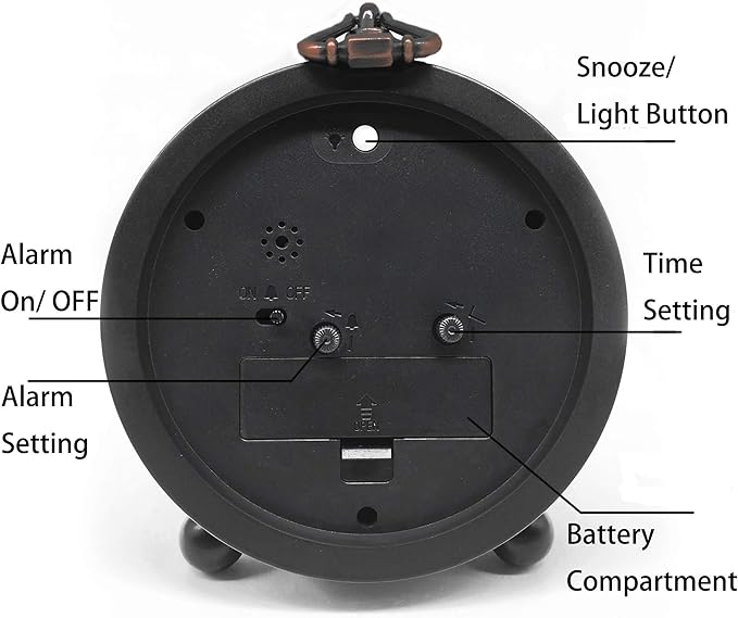 Vintage Retro Analog Alarm Clock, 4 inch Super Silent Non Ticking Small Clock with Night Light, Battery Operated, Simply Design, for Living Room, Bedroom, Bedside, Desk, Gift Clock (Roman)