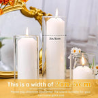 24 Pcs White Pillar Candles Bulk,2x3 2x6 2x8 Inch-8 Each Size,Large Christmas Pillar Candles Set of 3,Unscented Dripless Smokeless Hurricane Candles for Wedding Engagement Party Event Ceremony