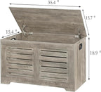 DINZI LVJ Storage Chest, Flip-Top Wooden Toy Box with 2 Safety Hinges, Retro Entryway Shoe Bench, Sturdy Large Storage Trunk for Living Room, Bedroom, Toddler Room, Easy Assembly, Gray Wash