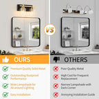 2 Light Modern Bathroom Light Fixtures Over Mirror, Black Gold Vanity Lights for Bathroom Wall Sconces with Clear Glass Shades, E26 Socket (Bulbs Not Included)