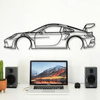 Dekory Car Wall Art – 911 GT3 RS (992) Black Metal Sports Car Silhouette, Modern Industrial Automotive Wall Decor for Garage, Living Room or Bedroom – 56 Inch (XXL)