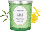 M&SENSE Sage Citrus Soy Candle, Cracking Wooden Wick 18oz 100 Hours Long Lasting Clean Burn, Large Jar Winter Aromatherapy Candle for Home Decor, Non-Toxic Relaxing Gifts for Women