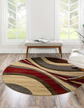 Unique Loom Barista Collection Area Rug - Ngada (10' Round, Beige/Red)