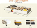 Under Bed Storage Containers with Window, Closet Organizers and Storage Bags, Foldable Underbed Storage Bags for Blankets, Clothing, Comforter, Linen Sheets, Wrapping Paper, 3 Pack, White Ivory