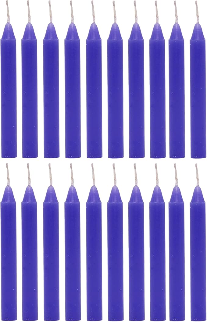 Alternative Imagination Purple Chime Candles - 20 Pack of Unscented 4 Inch Mini Taper Candles - Dripless Long Burning Ritual Candles for Meditation, Spell Work, Birthdays, Ceremonies & Home Decor