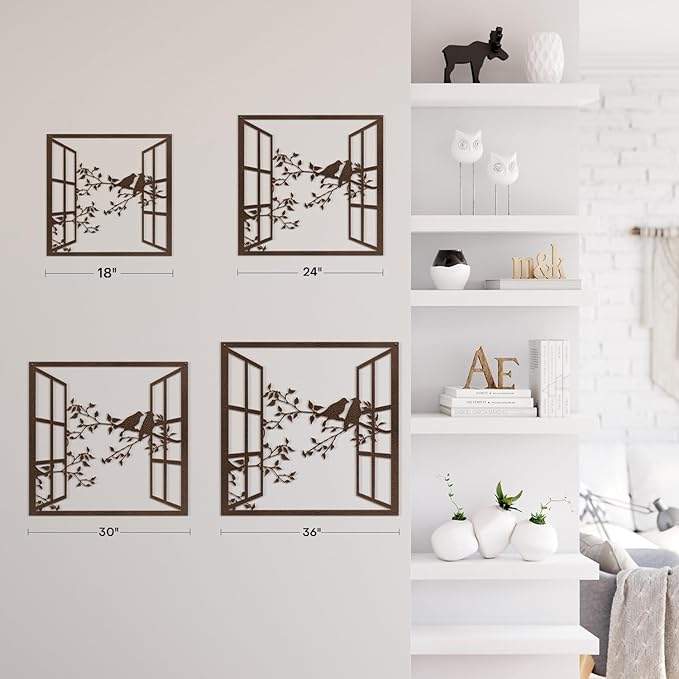 SIGNLEADER Metal Wall Art Decor Bird Silhouette on Branch Modern Abstract Wall Sculpture Hangings Home Decoration for Living Room, Bedroom, Bathroom, Kitchen, Outdoor - 24" Bronze