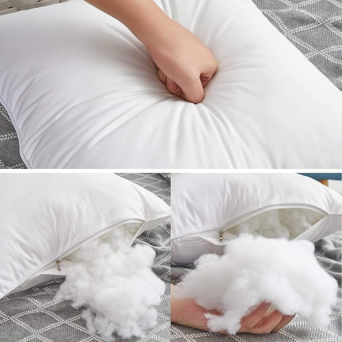 Leeden 30 x 30 Pillow Inserts (Set of 2) - Throw Pillow Inserts with 100% Cotton Cover - 30 Inch Square Interior Sofa Pillow Inserts - Decorative Pillow Insert Pair - White Couch Pillow