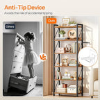 HOOBRO Bookshelf, 6-Tier Industrial Bookcase, Book Shelf Storage Organizer, Tall Bookshelf with Metal Frame for Living Room, Bedroom, Home Office, Kitchen, Rustic Brown and Black BF726SJ01