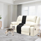 Reclining Sectional Couch Covers Velvet L Shape Recliner Sofa Middle Console Cover for Dogs Pets Washable Anti Slip 1 Additional Recliner Center Console Slipcovers (1 Console, Black)
