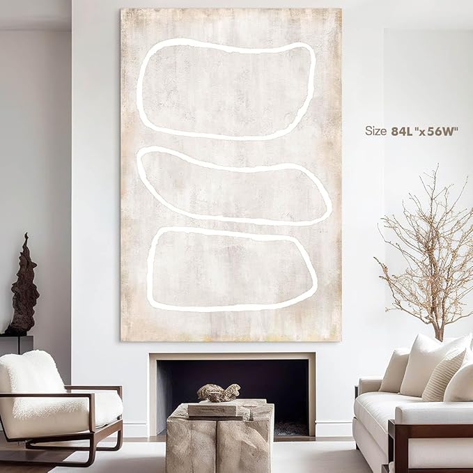 Bedroom Wall Art for Living Room Wall Decor Abstract Art Vintage Kitchen Pictures Office Decor Geometric Circle Beige Art Paintings