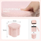 PINPLUS Floral Storage Ottoman Cube Boucle Footrest Stool with Lid, Multi-Functional Cube Seat for Living Room, Dorm & Bedroom – Pink 12.6"x12.6"x12.6"