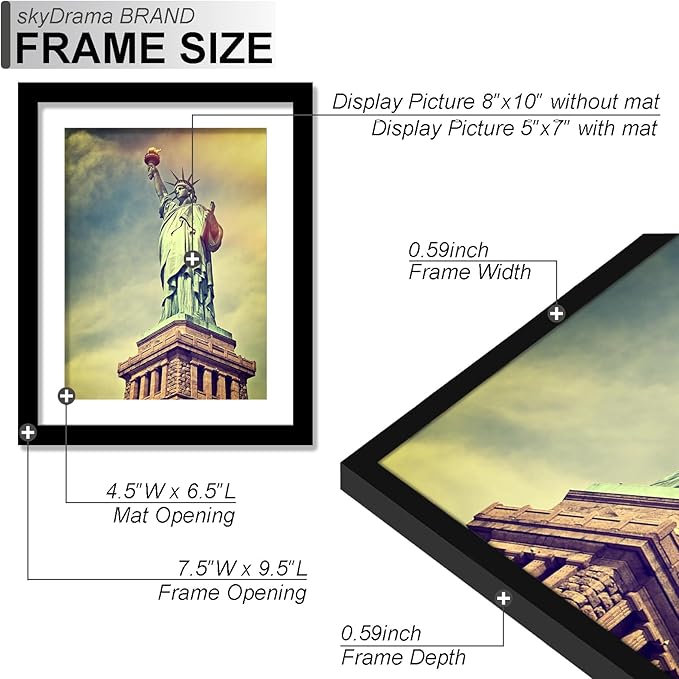 100% Solid Wood 8x10 Picture Frame Set of 12, Black Frame Display Photo 5x7 with Mat or 8 x 10 without Mat, 8by10 HQ Matte Black Frame for Wall - 12 Pack/Black/8"x10"