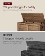 VASAGLE Storage Chest, Storage Bench with 2 Safety Hinges, Farmhouse Style, 15.7 x 39.4 x 18.1 Inches, for Entryway, Bedroom, Living Room, Honey Brown ULSB061K01