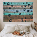 VUMIVI Dog Paw Print Tapestry Rustic Farmhouse Vintage Wood Paneling Home Decor Tapestry Wall Hanging for Living Room Bedroom Dorm Classroom Aesthetic Decor W90xL60in