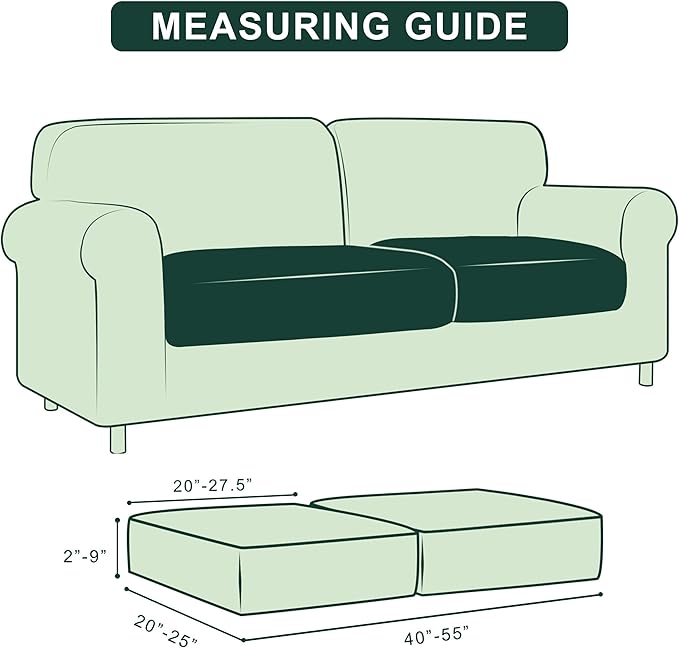 Hokway 2 Piece Couch Cushion Slipcovers Stretch Reversible Cushion Replacement Slipcovers Sofa Cushion Covers(Smoky Blue, 2)