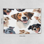 VUMIVI Cartoon Dog Tapestry Black & White Pet Dog Heads Cute Illustration Modern Creative Design Tapestry Wall Hanging for Living Room Bedroom Dorm Classroom Aesthetic Decor W90xL60in
