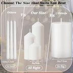 36 Pcs White Pillar Candles Bulk Set，3 Different Lengths 2 x 3/4/6 Inch (12 Each)，Hurricane Candles，Dripless Unscented Smokeless，Gives You a Better Atmosphere When Organizing an Event Party.