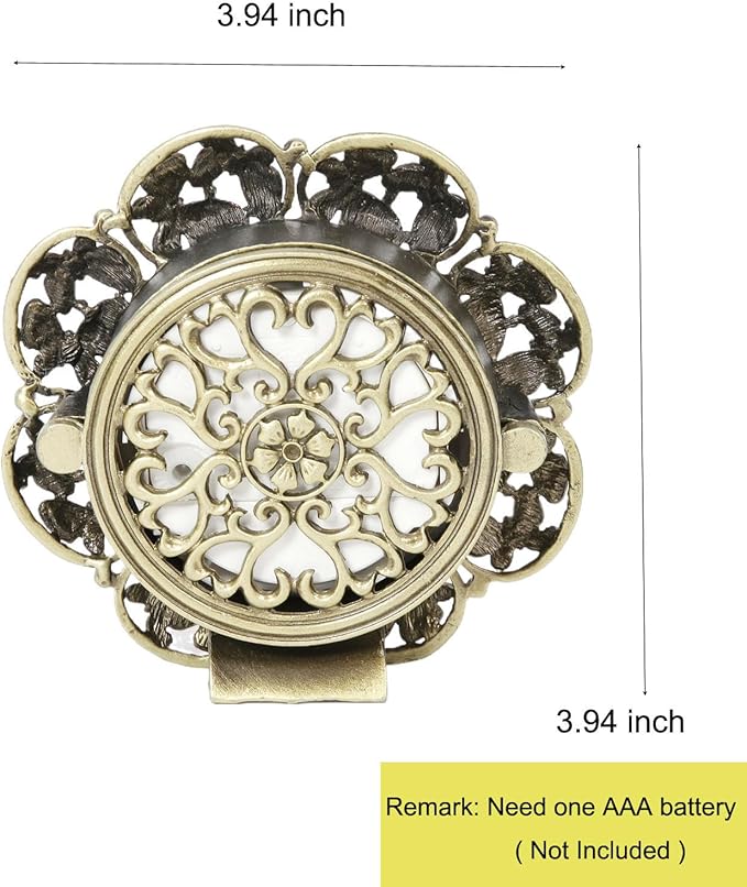 Mini Tabletop Clock, Decorative Vintage Floral Metal Table Clock with Battery Operated for Bedside, Table, Living Room, Home and Office