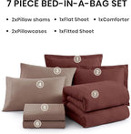 Monbix Full Size Comforter Set, Dark Red Bedding Comforter for Full Size Bed Set Reversible, Bedding Sets Full 7 Pieces, Cationic Dyeing Bed in a Bag with Comforter, Sheets, Pillowcases & Shams