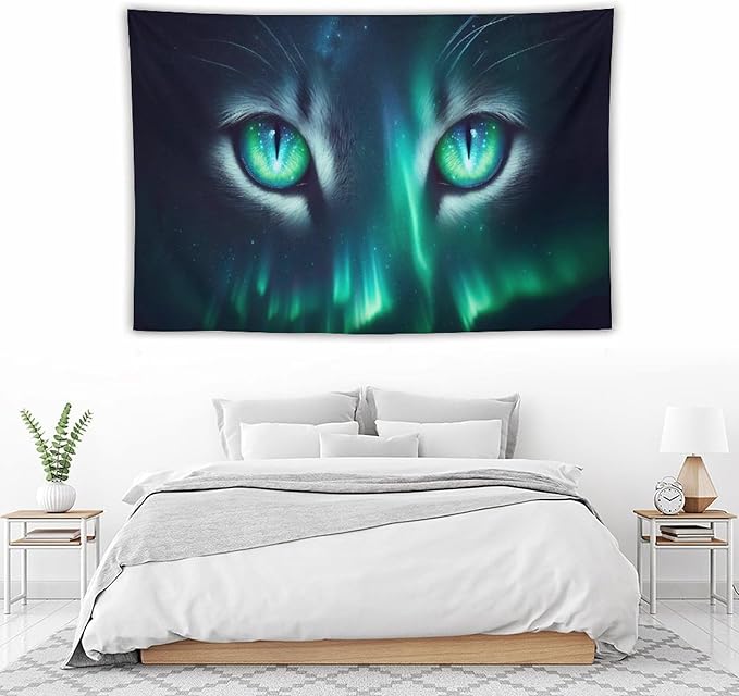VUMIVI Cat Eye Galaxy Tapestry Mystical Northern Lights Starry Sky Abstract Aurora Art Magical Fantasy Decor Tapestry Wall Hanging for Living Room Bedroom Dorm Classroom Aesthetic Decor W60xL40in