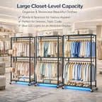 Heavy Duty Clothes Rack with Wheels, 43"W x 18"D x 81"H Rolling Garment Rack, 800 lb Capacity, 3-Tier Adjustable Shelves, Double Hanging Rods, 6 Hooks, Portable Closet Organizer, Tool-Free Assembly