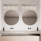 Espird Bathroom Vanity Light, 4 Light Brushed Nickel Vanity Lights with Thickened Seeded Glass Shade, 30 inch Modern Bathroom Light Fixtures, Bathrooms Lights Fixtures Over Mirror