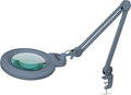 Neatfi XL Bifocal LED Magnifying Lamp – 7-Inch Acrylic Lens, 2.25x & 6X Magnification, 1,600 Lumens, Dimmable LED, Adjustable Arm, Hands-Free Close Work (Gray, with Clamp)