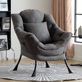Lazy Chair for Living Room, Large Dark Grey Lounge Accent Chair with a Throw Pillow, Leisure Sofa Chair Set, Comfy Reading Chair for Bedroom, Dorm Room, Office
