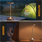 LED Cordless Table Lamps Rechargeable - Outdoor 6000mAh Battery Operated Portable Tables Light 3 Color Stepless Dimming Lamp with Memory Function for Patio Restaurant Dining Moka