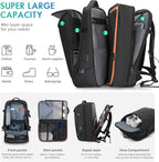 50L Carry on Travel Backpack, Expandable Airline Approved Backpacks with 3 Packing Cubes Fit 17.3 inch Laptop Suitcase backpack for Men Women(Black)