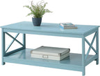 Convenience Concepts Oxford Coffee Table with Shelf, Sea Foam Blue