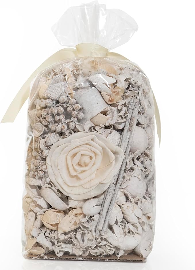 Linen White Fragrance Potpourri Bag Home Décor | Floral Petals Vase & Bowl Filler (White)