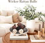 DomeStar 24PCS Brown Decorative Balls for Bowl Centerpiece, 2 Inch Rattan Balls Bowl Fillers Decor - Wicker Twig Orbs Spheres, Wedding Home Vase Table Decor